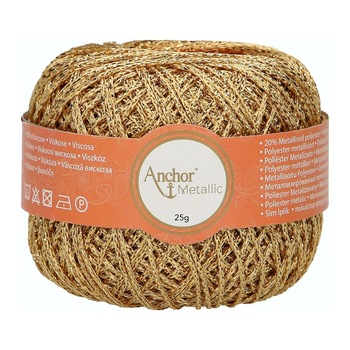 Fir metalizat, Anchor Metallic, grosime fir nr 2 Fine, lungime 100 m, 25 g, auriu 00300 Fir metalizat, Anchor Metallic, grosime fir nr 2 Fine, lungime 100 m, 25 g, auriu 00300