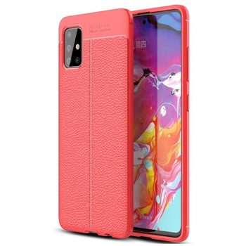 Husa Premium Antisoc model tip Piele AutoFocus pentru Samsung Galaxy A51 5G / Rosu Husa Premium Antisoc model tip Piele AutoFocus pentru Samsung Galaxy A51 5G / Rosu