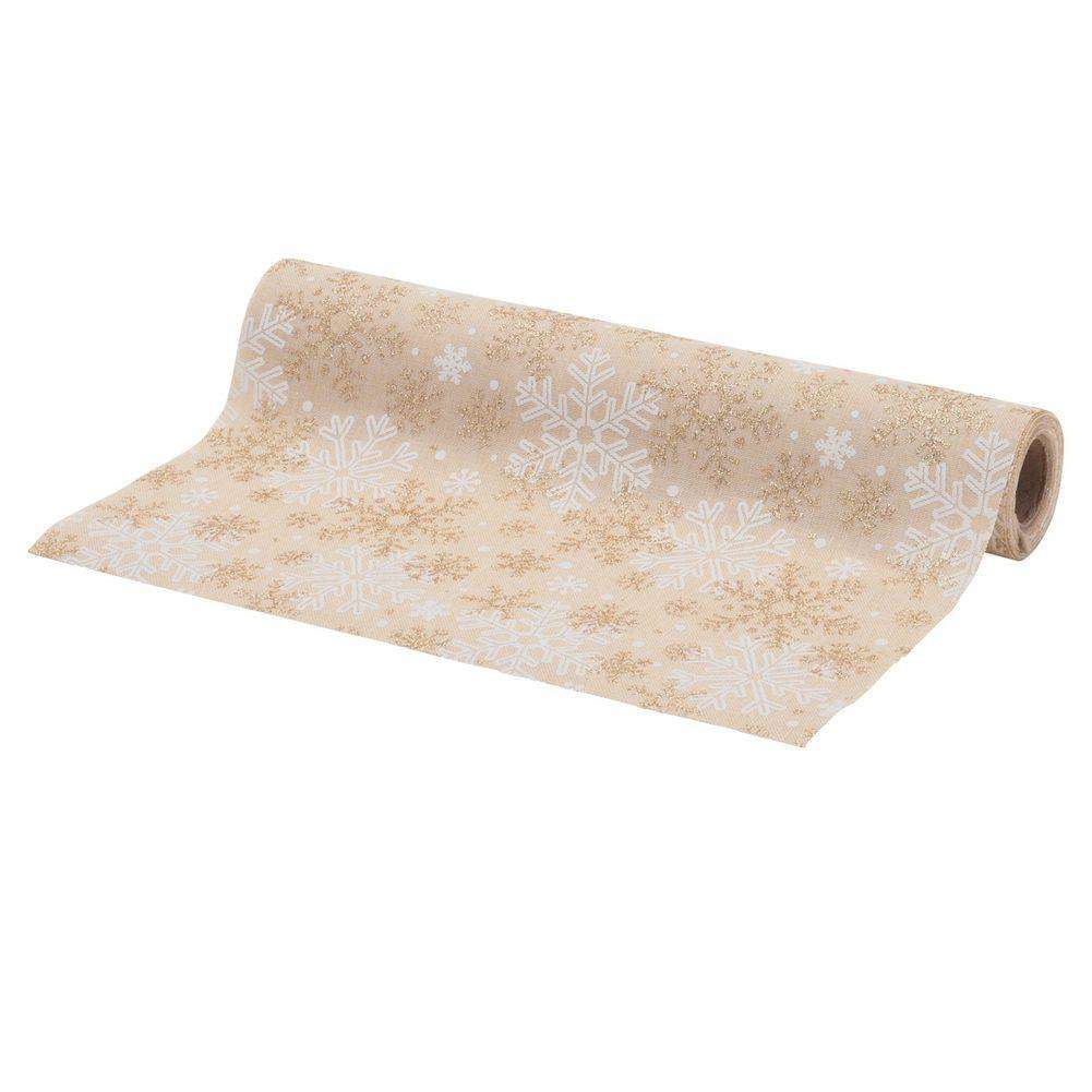 Traversa Orion, Model Craciun, 28x250 cm, Bej