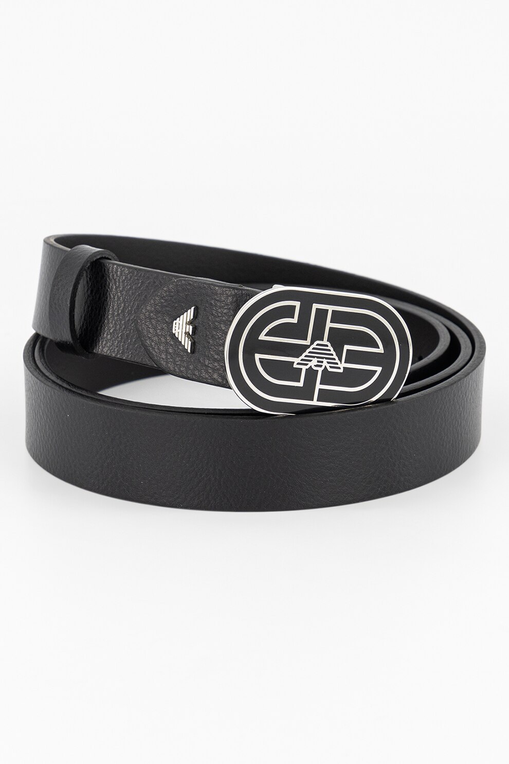 Emporio Armani, Curea din piele cu aspect texturat, Negru