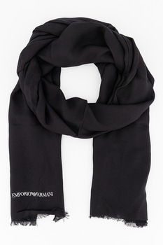 Emporio Armani, Esarfa cu detaliu logo, Negru Emporio Armani, Esarfa cu detaliu logo, Negru