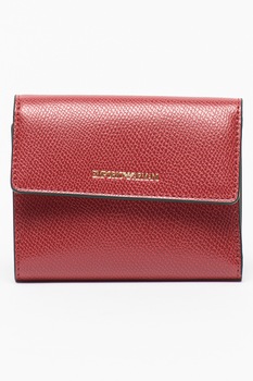 Emporio Armani, Portofel pliabil din piele sintetica saffiano, Zmeuriu Emporio Armani, Portofel pliabil din piele sintetica saffiano, Zmeuriu