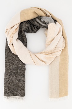 Emporio Armani, Esarfa cu imprimeu logo, Bej/Negru Emporio Armani, Esarfa cu imprimeu logo, Bej/Negru