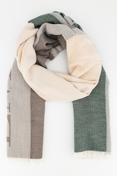 Emporio Armani, Esarfa cu imprimeu logo, Gri/Verde Emporio Armani, Esarfa cu imprimeu logo, Gri/Verde