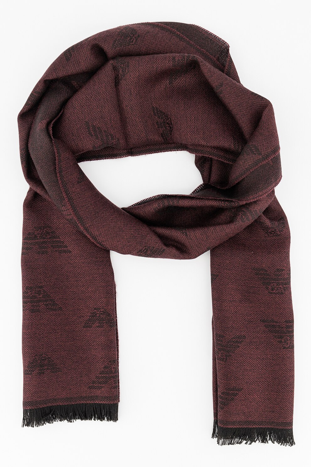 Emporio Armani, Esarfa din amestec de lana cu model logo, Visiniu