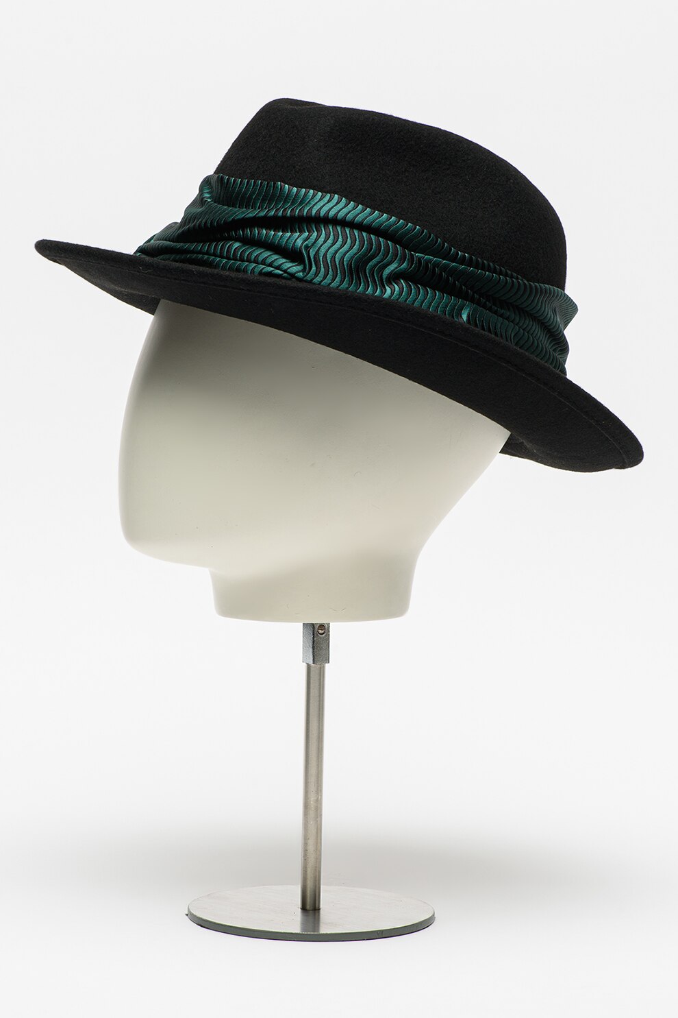 Emporio Armani, Palarie din lana cu esarfa contrastanta, Negru, 58 CM Standard