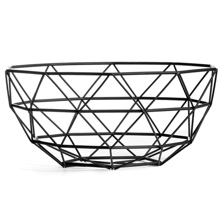 Cos De Depozitare, Orion, Geometric, Pentru Fructe Si Legume, Decor Ideal Pentru Bucatarie, Universal, Metal, 28 X 13 Cm, Negru
