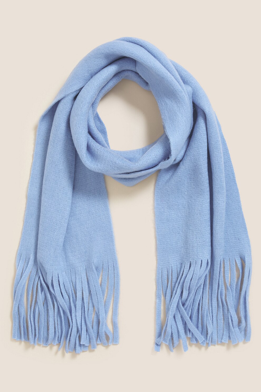 Marks & Spencer, Esarfa tricotata cu terminatii franjurate, Albastru lavanda
