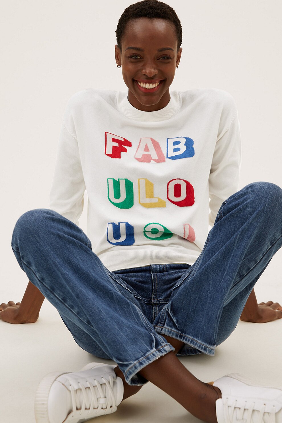 Marks & Spencer, Pulover cu imprimeu text si maneci cazute