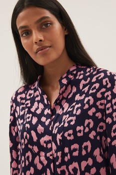 Marks & Spencer, Camasa din satin cu animal print, Bleumarin/Roz Marks & Spencer, Camasa din satin cu animal print, Bleumarin/Roz