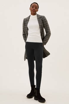 Marks & Spencer, Colanti de piele intoarsa ecologica cu talie inalta, Negru Marks & Spencer, Colanti de piele intoarsa ecologica cu talie inalta, Negru