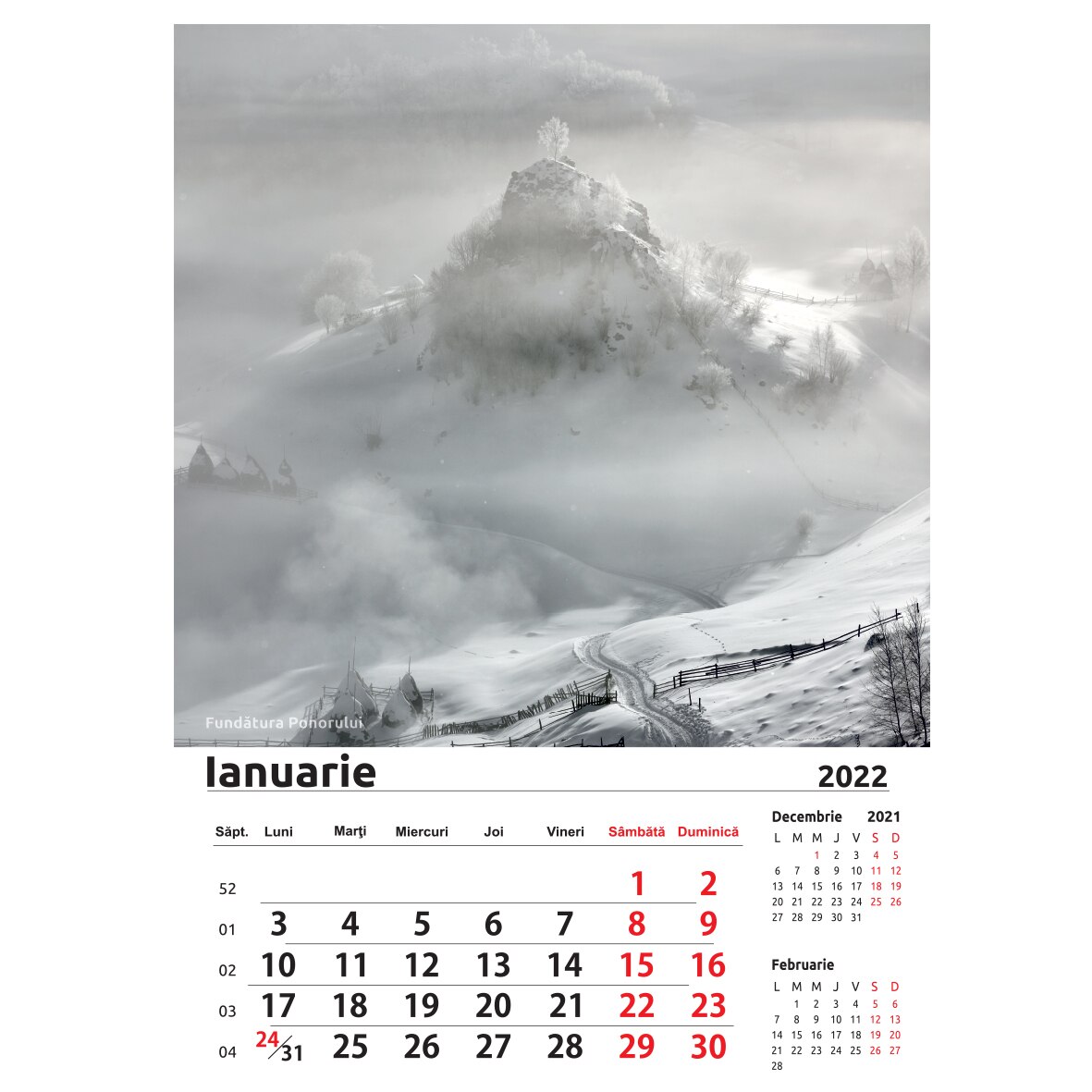 Calendar perete CPI1.2, 12 file 33x48 cm, - Peisaje Romania