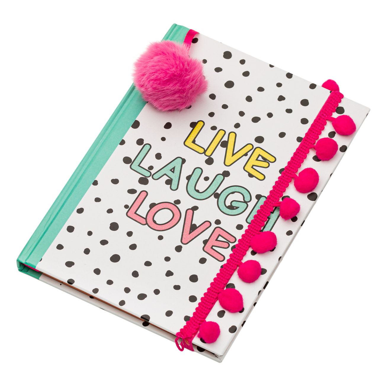 Agenda pentru notite, Zola®, A5, model cu buline si pompom, 96 file