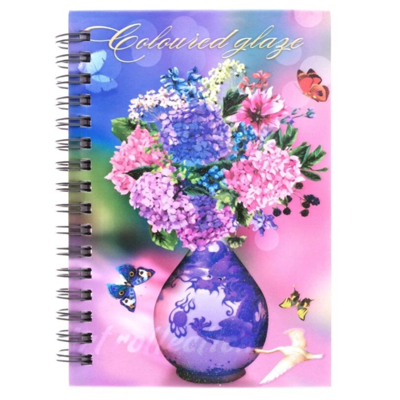 Agenda pentru notite, Zola®, A6, model vaza cu flori, 80 de file