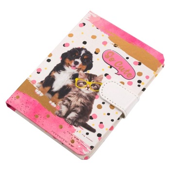 Agenda pentru notite, Zola®, A6, model catel si pisica, cu capsa pentru inchidere, 96 file Agenda pentru notite, Zola®, A6, model catel si pisica, cu capsa pentru inchidere, 96 file