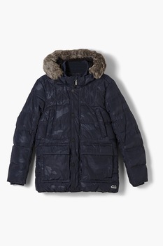 s.Oliver, Geaca cu vatelina, lunga si imprimeu camuflaj, Bleumarin/Gri inchis s.Oliver, Geaca cu vatelina, lunga si imprimeu camuflaj, Bleumarin/Gri inchis