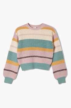 s.Oliver, Pulover cu maneci cazute si dungi, Multicolora s.Oliver, Pulover cu maneci cazute si dungi, Multicolora