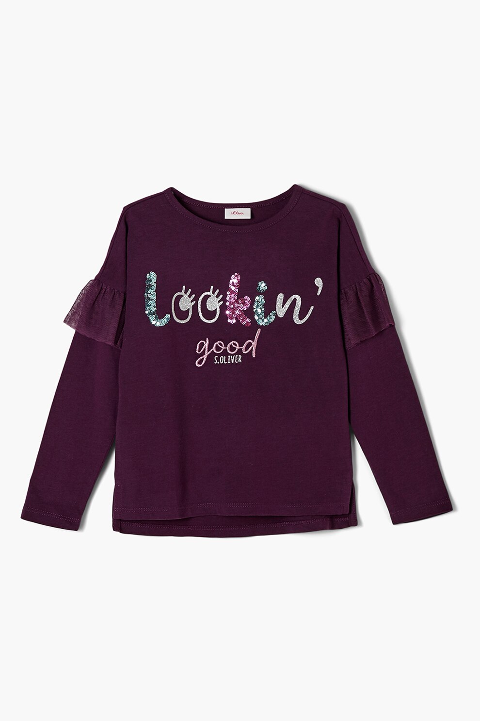 s.Oliver, Bluza cu imprimeu si paiete, Violet pruna