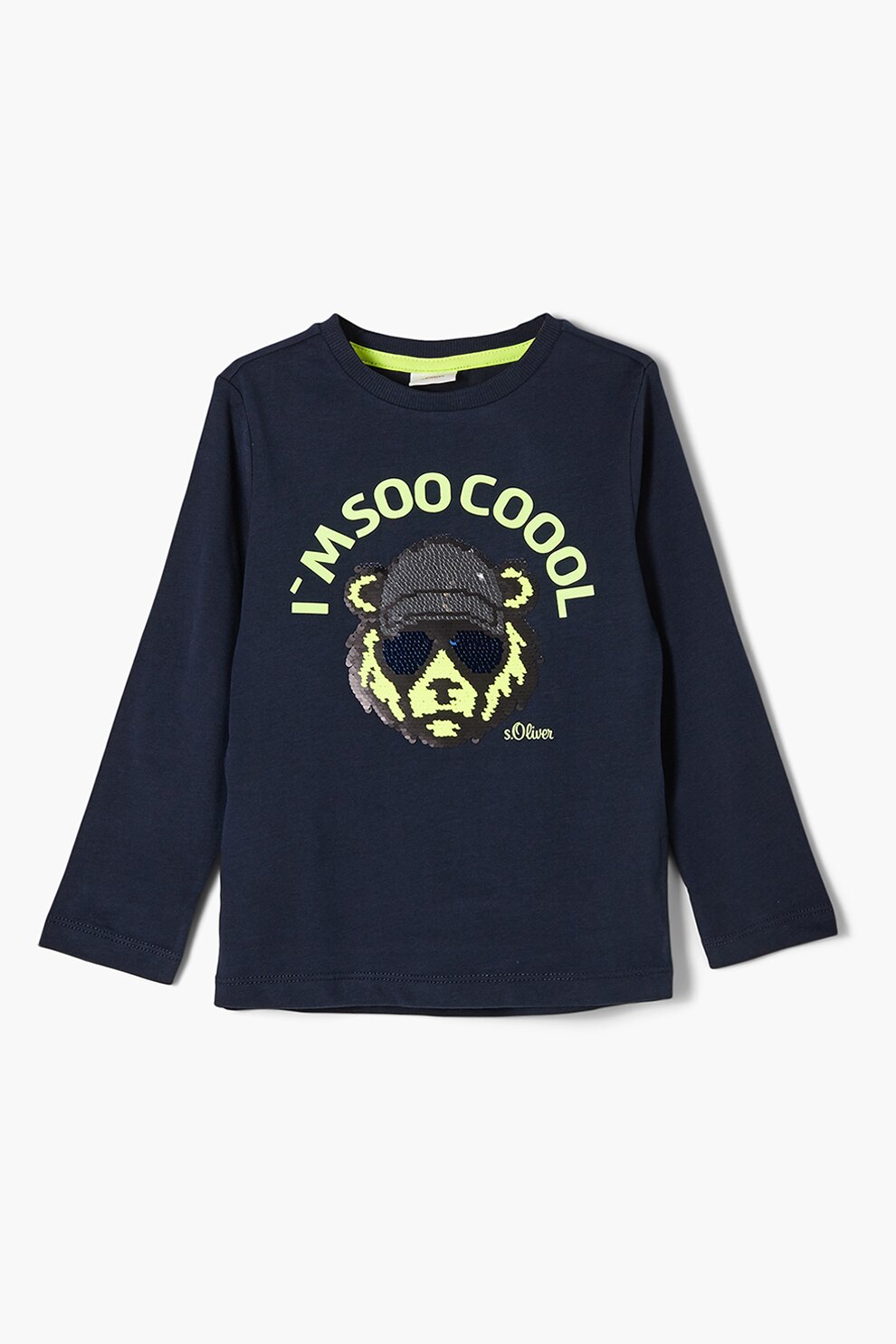 s.Oliver, Bluza de bumbac cu paiete, Bleumarin