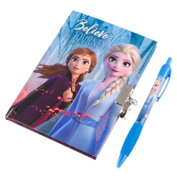 Agenda pentru notite, Zola®, A6, model Frozen cu pix si inchidere cu cheita, 50 file Agenda pentru notite, Zola®, A6, model Frozen cu pix si inchidere cu cheita, 50 file
