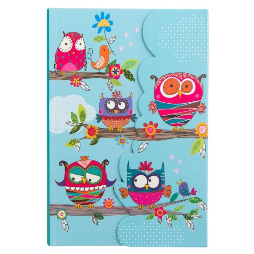 Agenda pentru notite, Zola®, A5, model cu bufnite, inchidere magnetica, 80 file