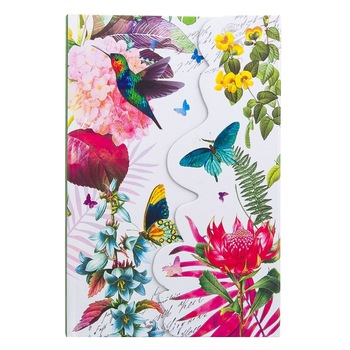 Agenda pentru notite, Zola®, A5, model cu fluturi si flori, inchidere magnetica, 80 file Agenda pentru notite, Zola®, A5, model cu fluturi si flori, inchidere magnetica, 80 file