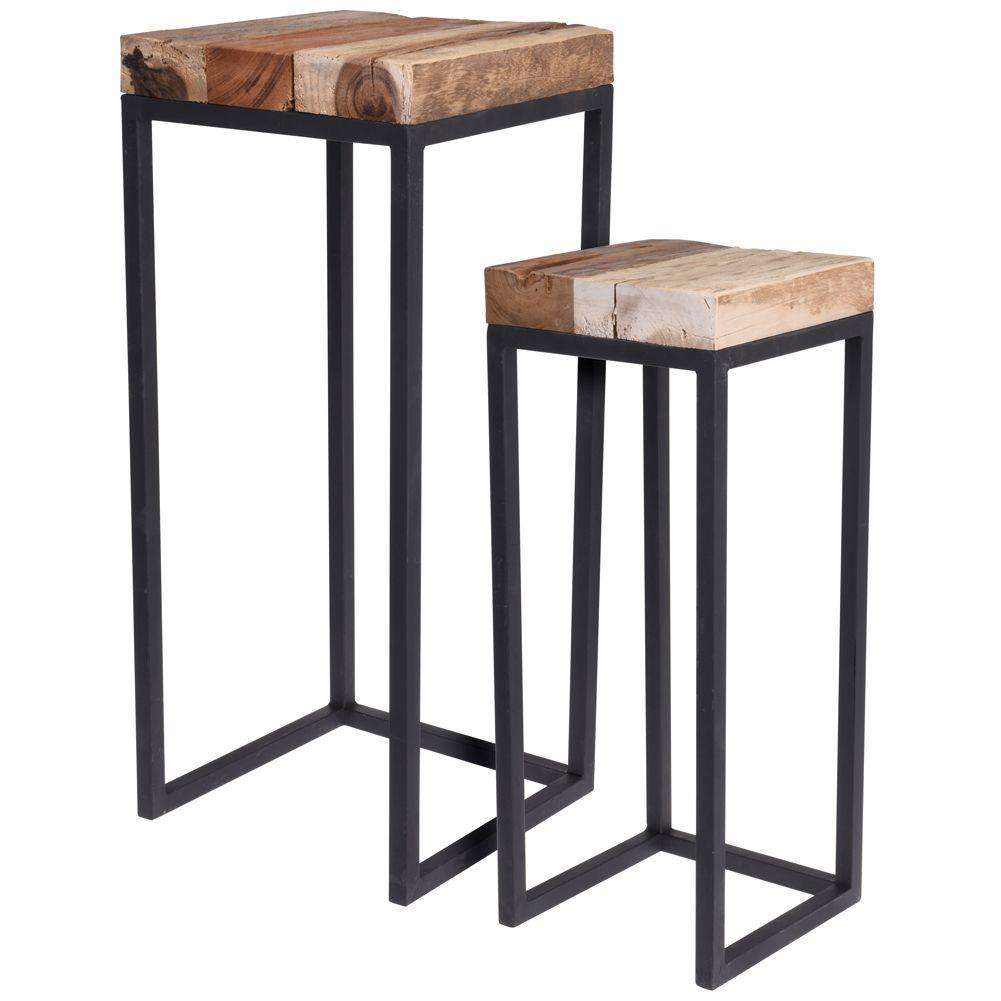 Set 2 mese de cafea, Home Styling Collection, Metal/Lemn