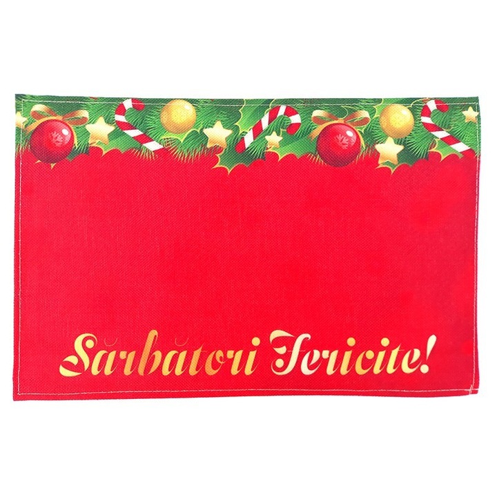 Set 12 bucati Servet din panza pentru masa, specific Craciun, 45x30cm, Rosu