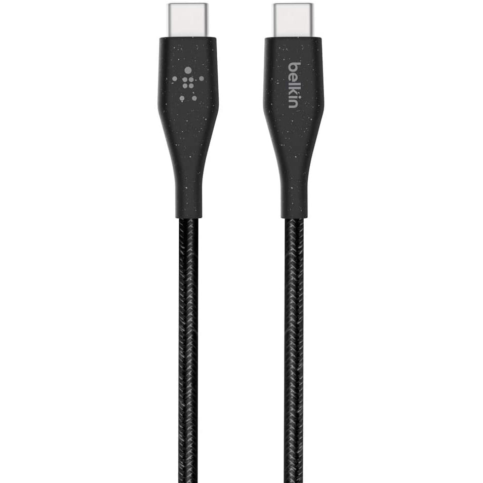 Cablu Belkin DuraTek Plus, USB-C, USB-C, 1.2 m, Aluminiu/Nailon, Negru