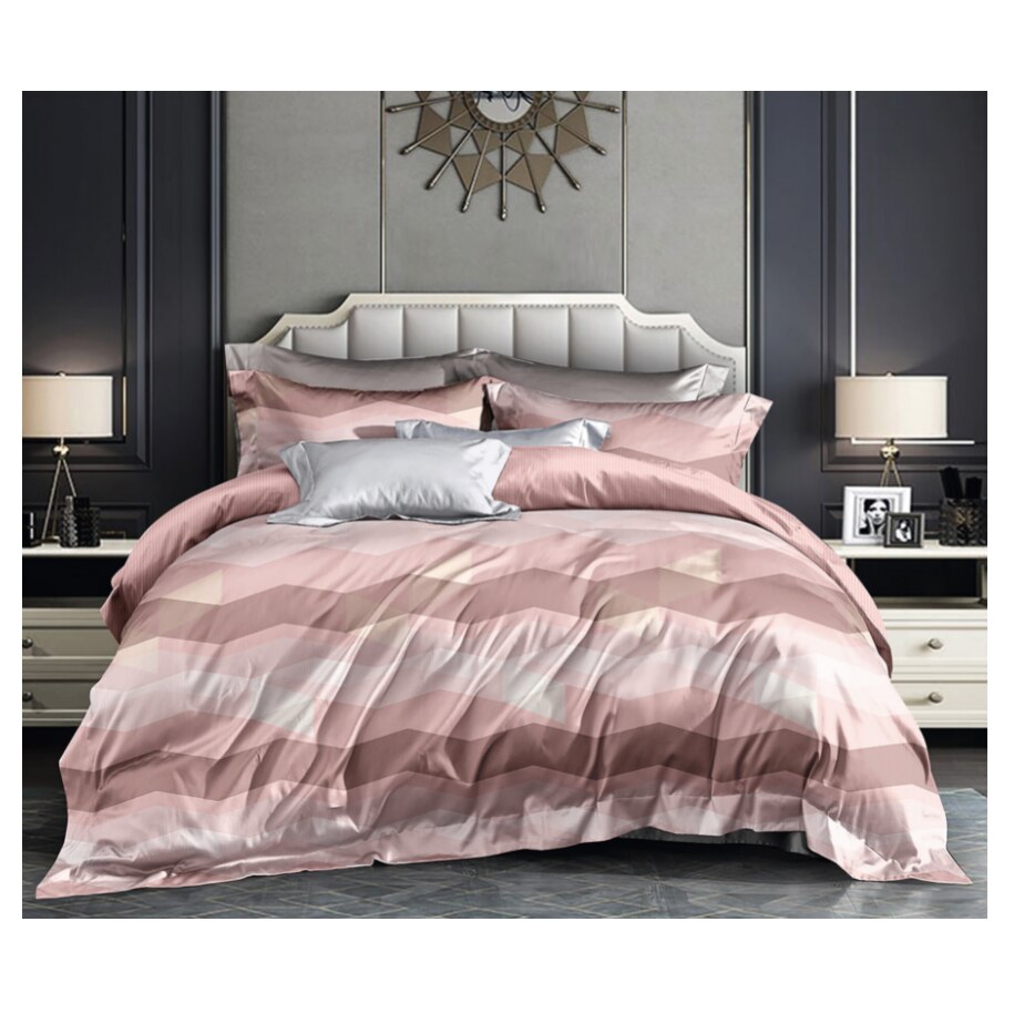 Lenjerie de pat Deco, 4 piese, 2 persoane, microfibra, multicolor