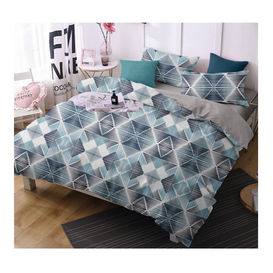 Lenjerie de pat Deco, 2 persoane, 4 piese microfibra, multicolor