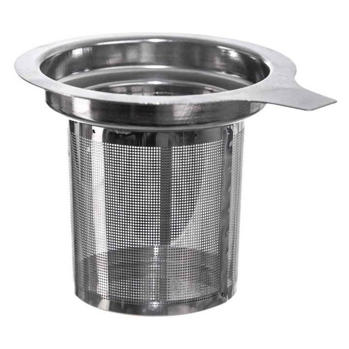 Филтър за инфузия на чай, билки, инфузер за чаша, Артемис, от неръждаема стомана, 8,5x7,5x5,5 см, сребристърв сребристърце
