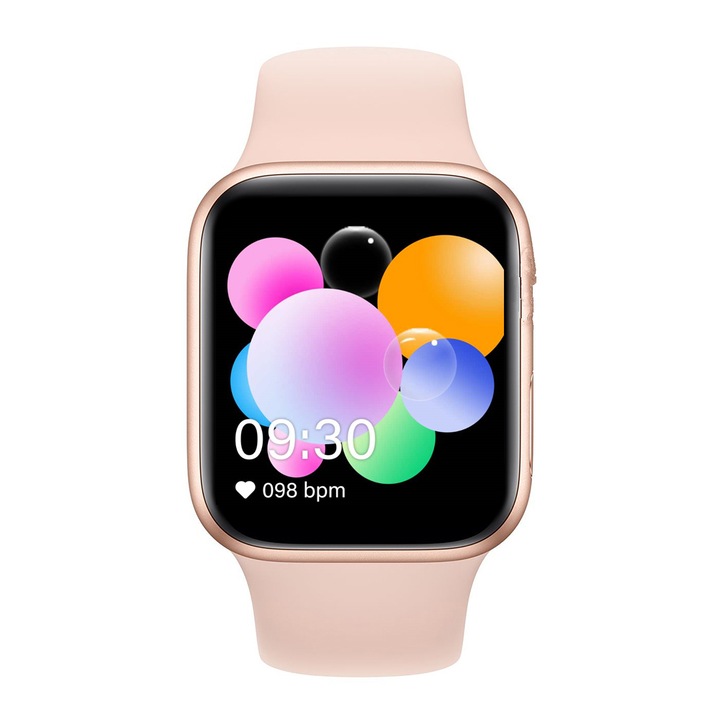 Смарт Часовник Pimpom T500+, Крачки, Кръвно, Пулс, Разговори, Съобщения, 44мм., Розов