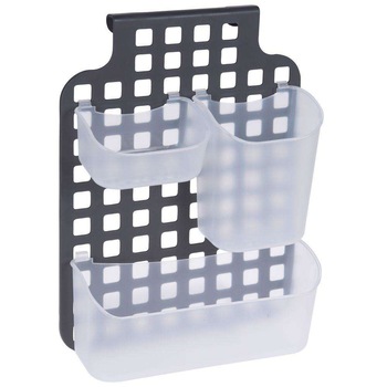 Suport organizator pentru baie Bathroom Solutions, 3 cosuri, Gri Suport organizator pentru baie Bathroom Solutions, 3 cosuri, Gri