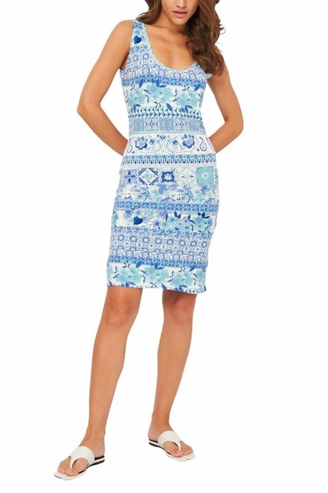 Rochie scurta cu modele diverse, Desigual-Luana, Multicolor, L