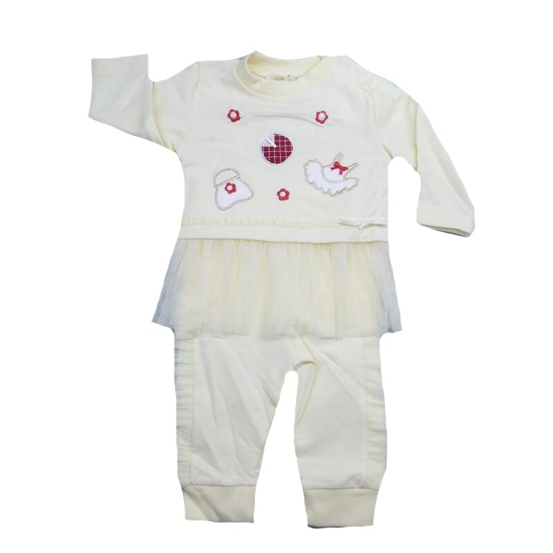 Compleu 2 piese pentru fete Mini Junior 60-3_86 cm, Crem 86 CM Standard