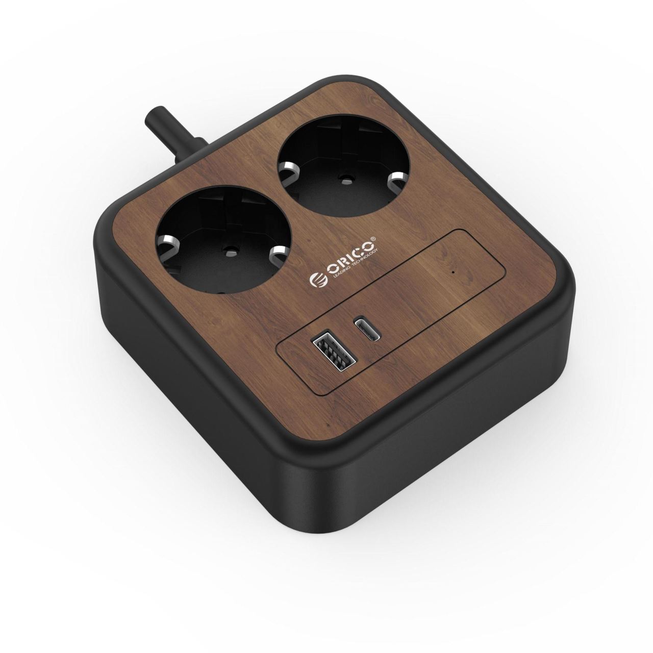 Prelungitor Orico APD-2A1U1C-EU-18W cu 2 port-uri USB lemn 3m