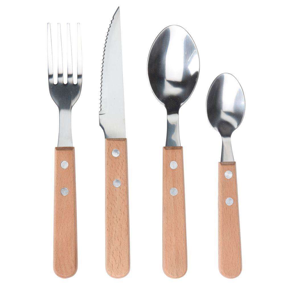 Set 16 tacamuri gratar/pizza, Excellent Houseware, 4 Persoane, Maro/Argintiu