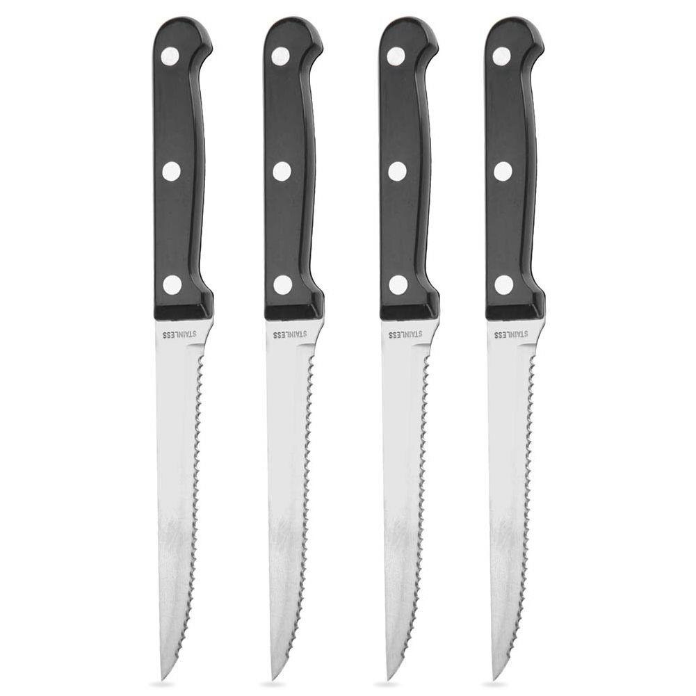 Set 4 cutite Excellent Houseware, 21 cm, Negru/Argintiu