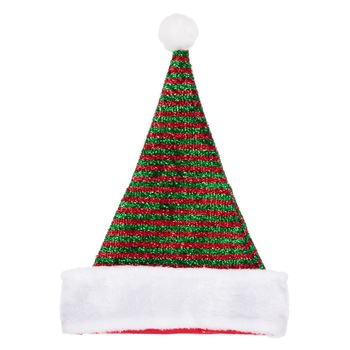 Caciula de Mos Craciun din catifea cu imprimeuri , 28x37 cm Caciula de Mos Craciun din catifea cu imprimeuri , 28x37 cm