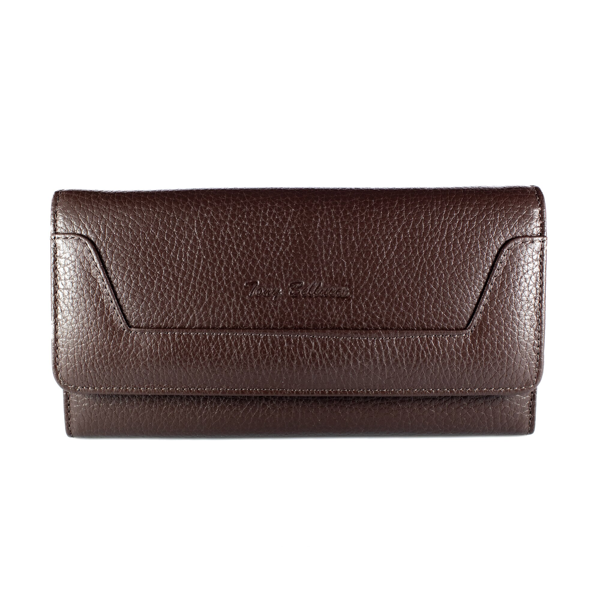 Portofel de dama din piele naturala, Tony Bellucci, model 867, Maro inchis