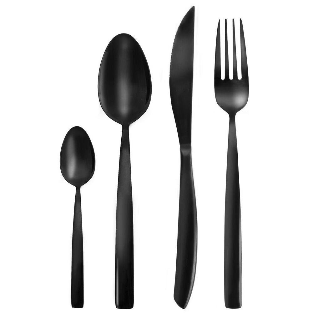 Set 24 tacamuri Orion, Inox, Lucios, 6 Persoane, Negru