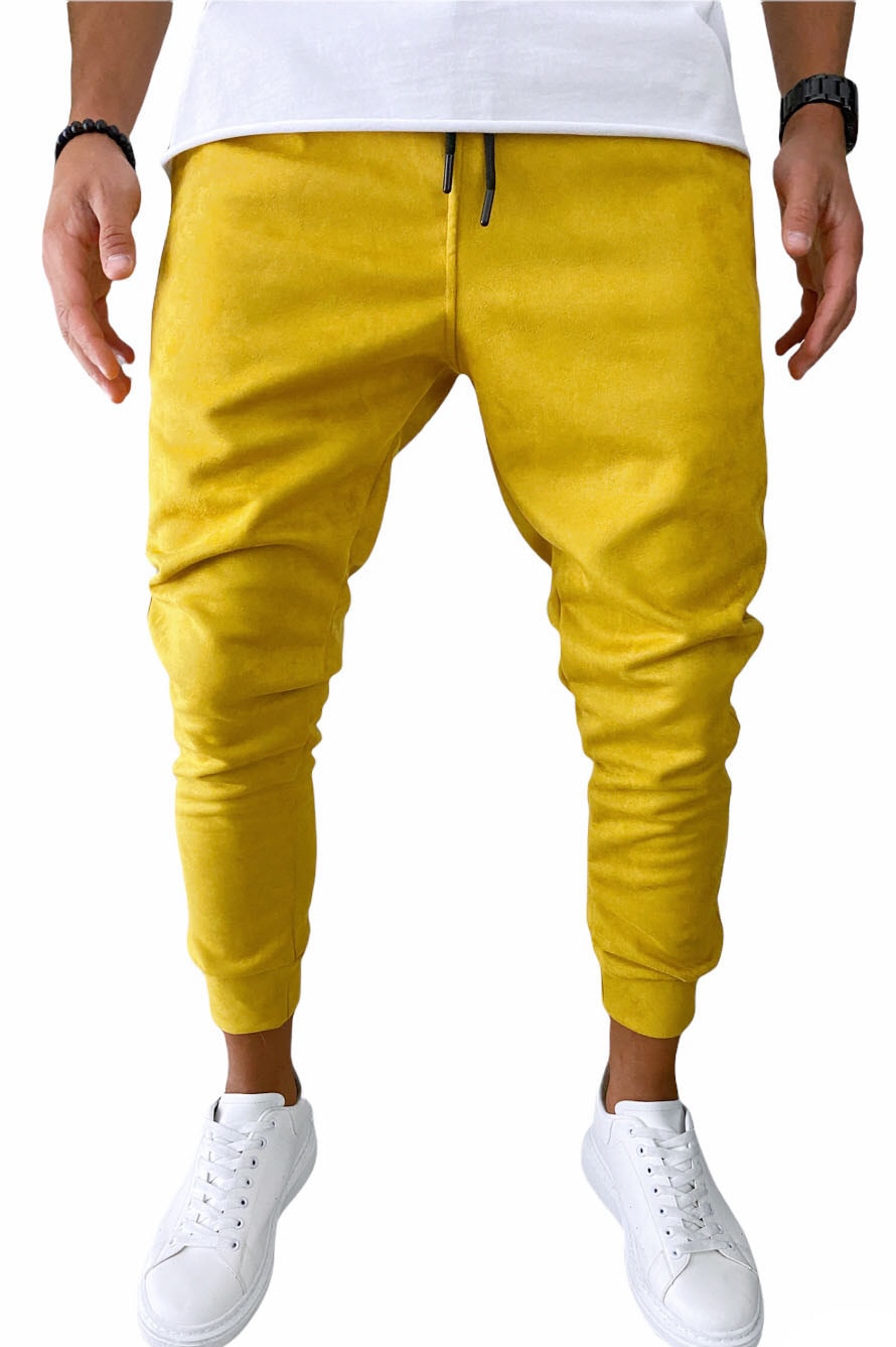 Pantaloni de trening dehaine casual pentru barbati gri L, Galben
