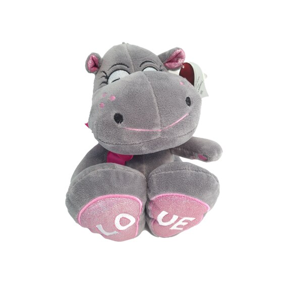 Jucarie de plus cu sunete, Hipopotam, AMEK, 25 cm