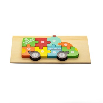 Puzzle 3D din lemn cu 10 piese – Masina de pompieri Puzzle 3D din lemn cu 10 piese – Masina de pompieri