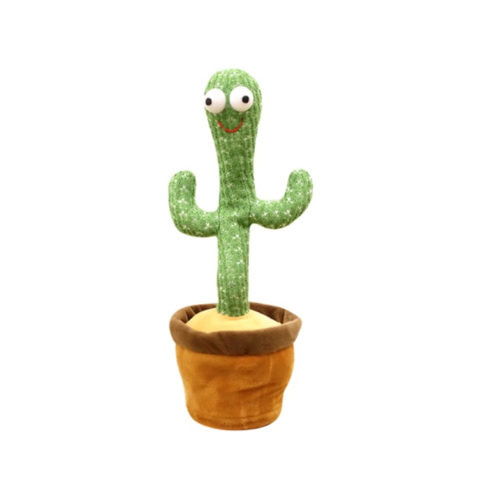 Jucarie interactiva Cactus Vorbitor si Dansator, 37 cm, Verde