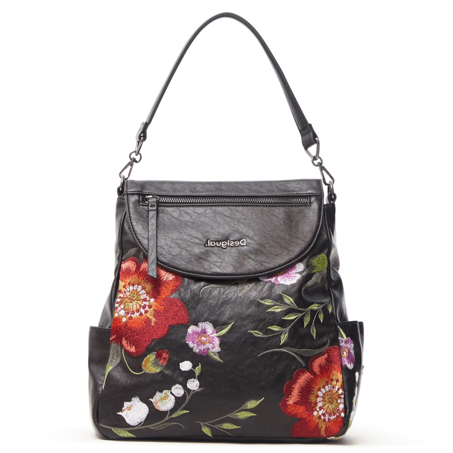 Rucsac dama negru 21WAKP35 broderie multicolora, Desigual