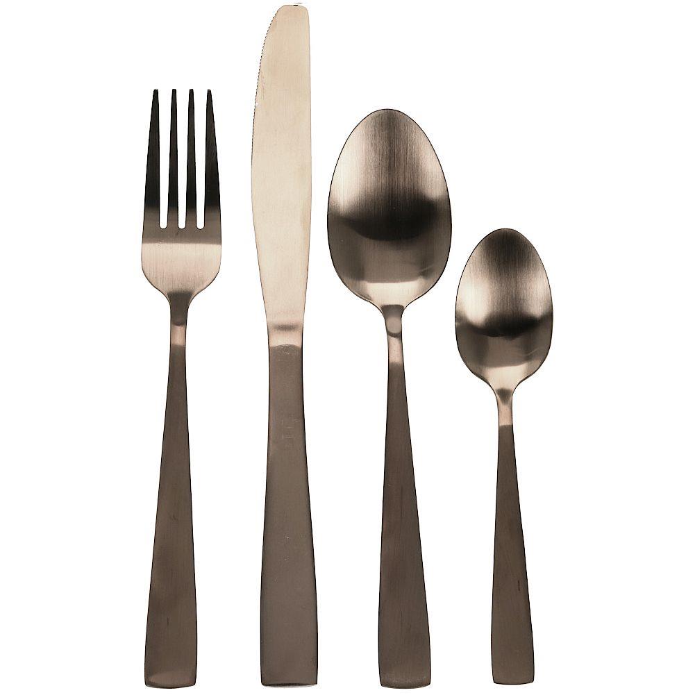 Set 16 tacamuri Excellent Houseware, Aspect mat, Inox, 4 Persoane, Auriu