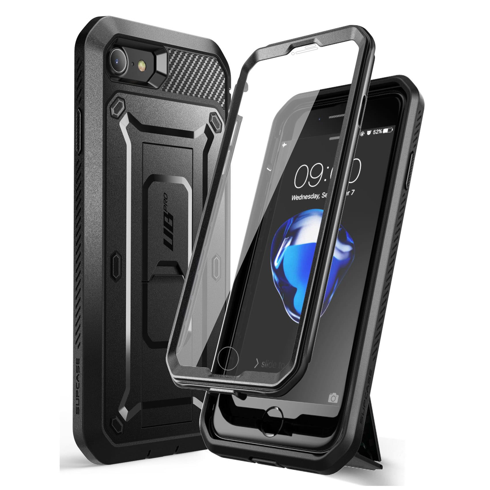 Carcasa Supcase UB Pro SP pentru iPhone 7/8/SE 2020, Termopoliuretan/Policarbonat, Negru