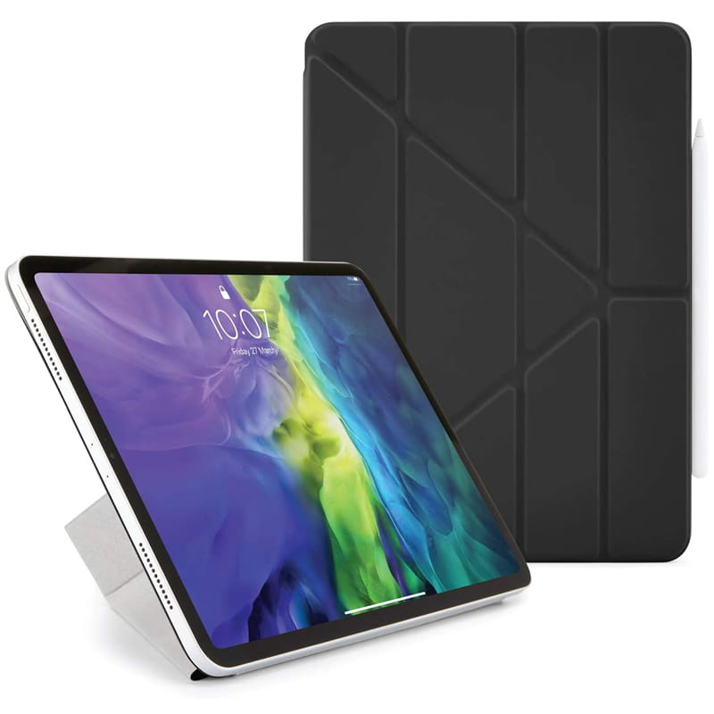 Husa Book Cover Pipetto Origami Folio pentru iPad Pro 12.9 2018/2020, Policarbonat/Plastic/Microfibra, Negru